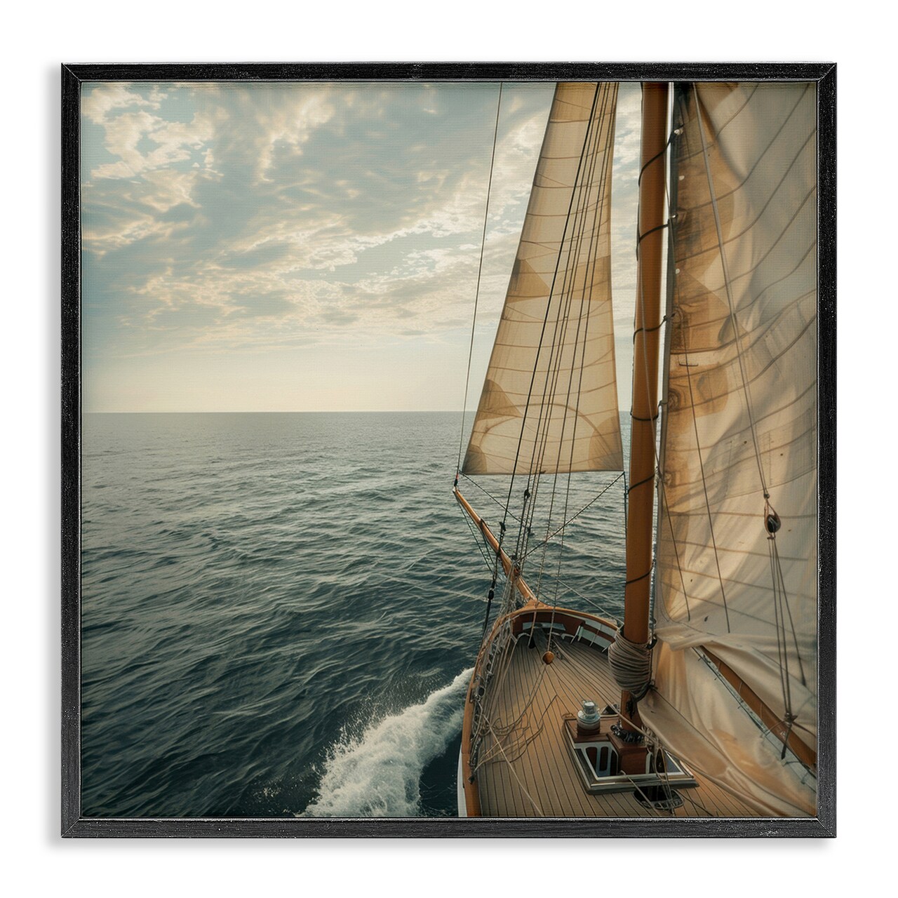 Stupell Industries Open Sails on Sea Framed Giclee Wall Art Design by LSR Design Studio